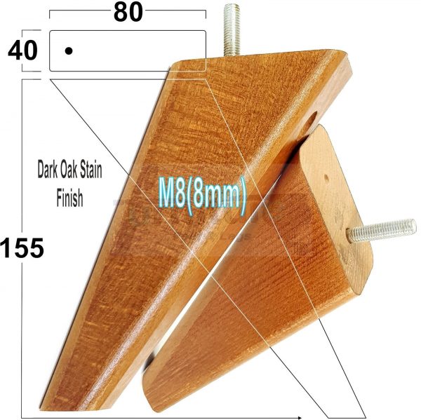 4 Square Angled Sofa Legs 155mm High Replacement Furniture Feet Chair Cabinet M8 - Image 15