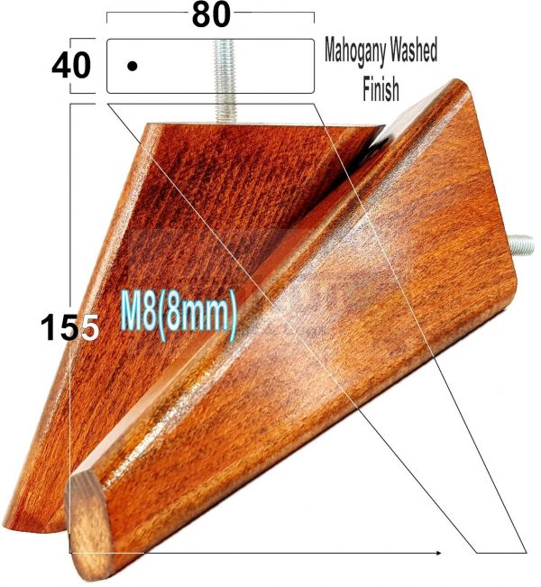 4 Square Angled Sofa Legs 155mm High Replacement Furniture Feet Chair Cabinet M8 - Image 20