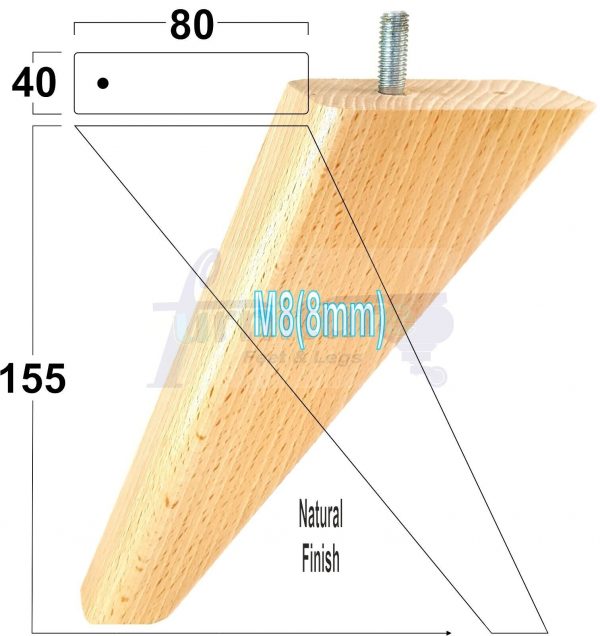4 Square Angled Sofa Legs 155mm High Replacement Furniture Feet Chair Cabinet M8 - Image 22