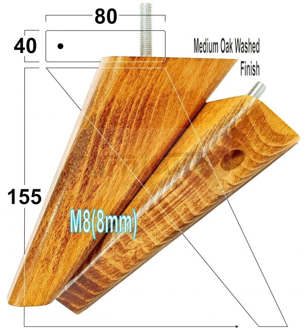 4 Square Angled Sofa Legs 155mm High Replacement Furniture Feet Chair Cabinet M8 - Image 18