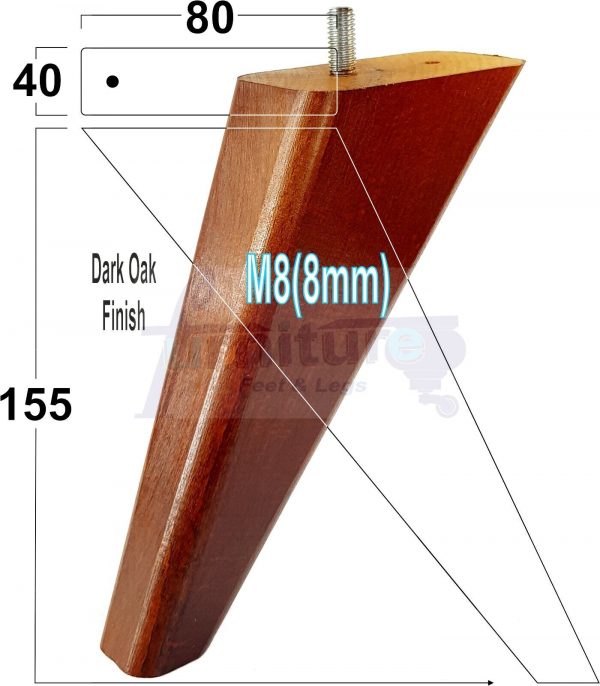 4 Square Angled Sofa Legs 155mm High Replacement Furniture Feet Chair Cabinet M8 - Image 14