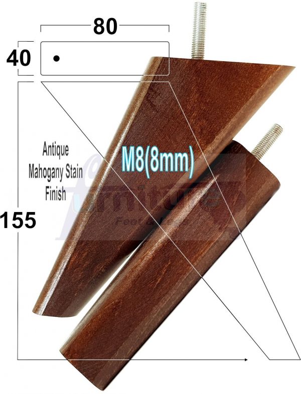4 Square Angled Sofa Legs 155mm High Replacement Furniture Feet Chair Cabinet M8 - Image 28