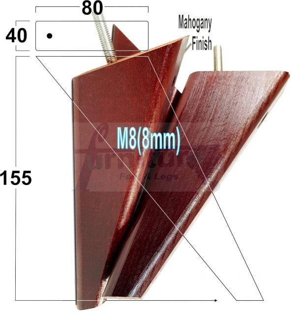 4 Square Angled Sofa Legs 155mm High Replacement Furniture Feet Chair Cabinet M8 - Image 19