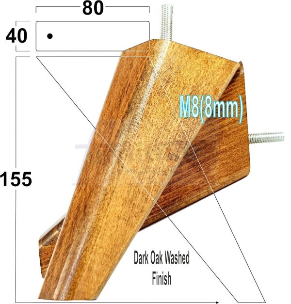 4 Square Angled Sofa Legs 155mm High Replacement Furniture Feet Chair Cabinet M8 - Image 32