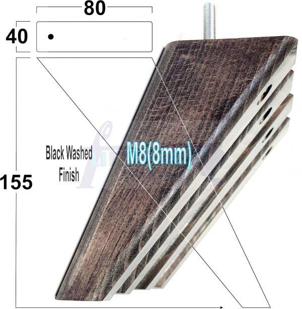 4 Square Angled Sofa Legs 155mm High Replacement Furniture Feet Chair Cabinet M8 - Image 13