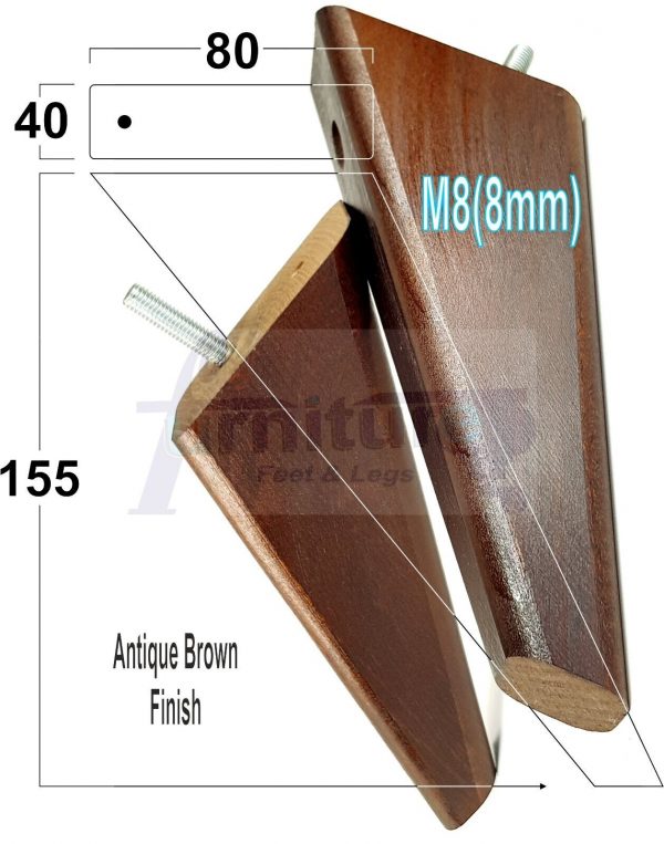 4 Square Angled Sofa Legs 155mm High Replacement Furniture Feet Chair Cabinet M8 - Image 10