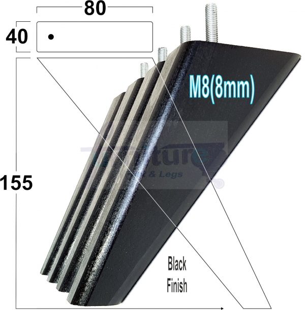 4 Square Angled Sofa Legs 155mm High Replacement Furniture Feet Chair Cabinet M8 - Image 12