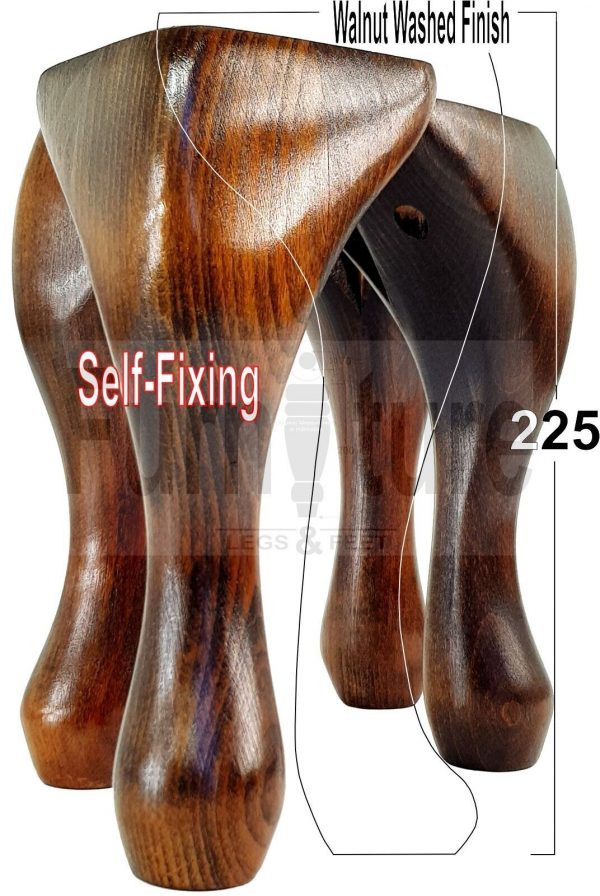 4 Wooden Traditional Queen Anne Furniture Legs 225mm Sofa Chair Beds (Self-Fix) - Image 20