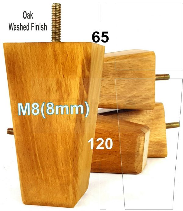 4x BLOCK WOODEN SOFA LEGS 120mm High CHAIR REPLACEMENT FURNITURE FEET M8(8mm) - Image 17