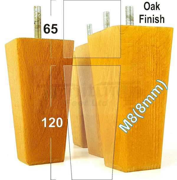 4x BLOCK WOODEN SOFA LEGS 120mm High CHAIR REPLACEMENT FURNITURE FEET M8(8mm) - Image 16