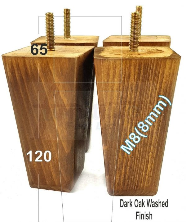 4x BLOCK WOODEN SOFA LEGS 120mm High CHAIR REPLACEMENT FURNITURE FEET M8(8mm) - Image 7