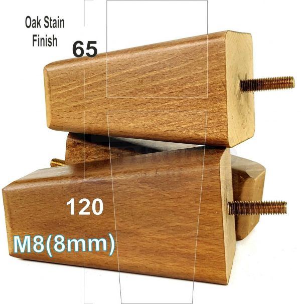 4x BLOCK WOODEN SOFA LEGS 120mm High CHAIR REPLACEMENT FURNITURE FEET M8(8mm) - Image 8