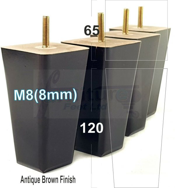 4x BLOCK WOODEN SOFA LEGS 120mm High CHAIR REPLACEMENT FURNITURE FEET M8(8mm) - Image 4
