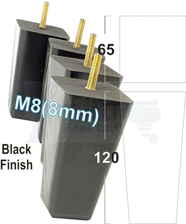 4x BLOCK WOODEN SOFA LEGS 120mm High CHAIR REPLACEMENT FURNITURE FEET M8(8mm) - Image 5