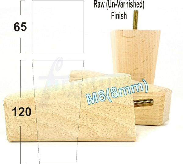 4x BLOCK WOODEN SOFA LEGS 120mm High CHAIR REPLACEMENT FURNITURE FEET M8(8mm) - Image 15