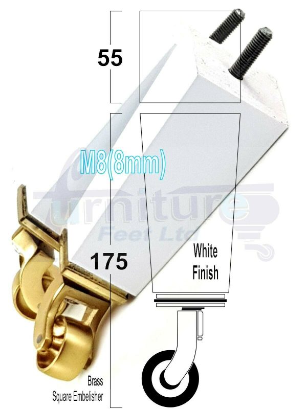 4x BRASS CASTOR LEGS 175mm High CHAIR REPLACEMENT SETTEE FURNITURE FEET M8(8mm) - Image 25