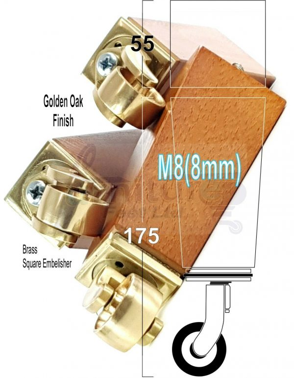4x BRASS CASTOR LEGS 175mm High CHAIR REPLACEMENT SETTEE FURNITURE FEET M8(8mm) - Image 19