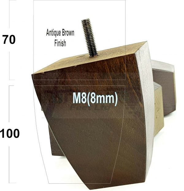 4x CHAIR REPLACEMENT BLOCK WOODEN SETTEE LEGS 100mm High FURNITURE FEET M8(8mm) - Image 9