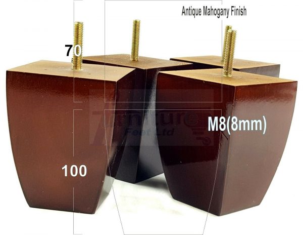4x CHAIR REPLACEMENT BLOCK WOODEN SETTEE LEGS 100mm High FURNITURE FEET M8(8mm) - Image 20