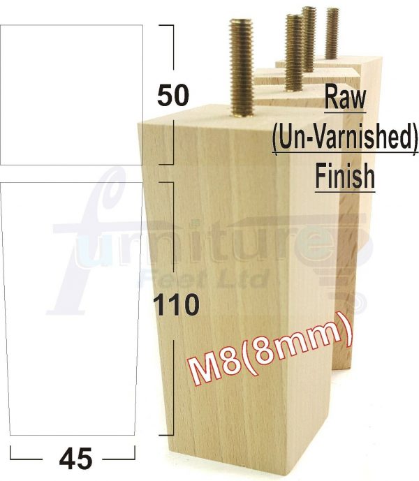 4x REPLACEMENT WOOD FURNITURE SOFA LEGS M8(8mm) CHAIR - SETTEE FEET 110mm HIGH - Image 18