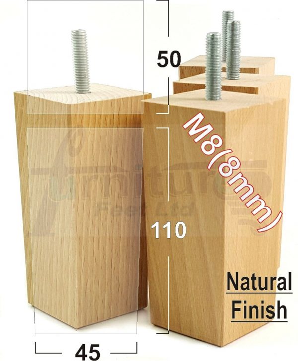 4x REPLACEMENT WOOD FURNITURE SOFA LEGS M8(8mm) CHAIR - SETTEE FEET 110mm HIGH - Image 15