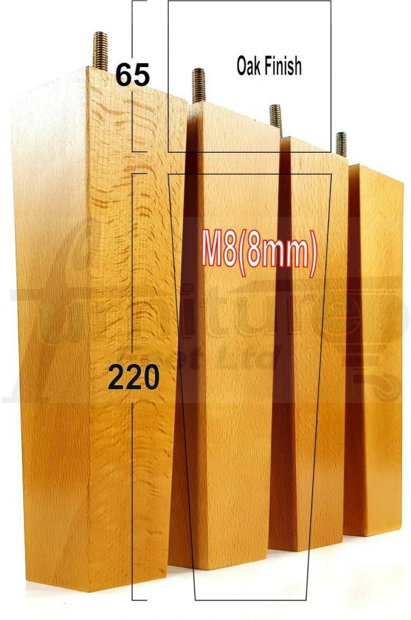 4x REPLACEMENT WOOD FURNITURE SOFA LEGS M8(8mm) CHAIR - SETTEE FEET 220mm HIGH - Image 26