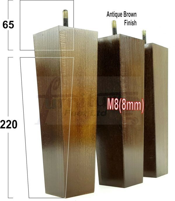 4x REPLACEMENT WOOD FURNITURE SOFA LEGS M8(8mm) CHAIR - SETTEE FEET 220mm HIGH - Image 13
