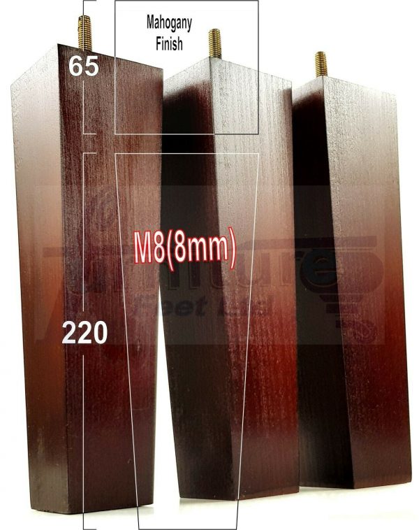 4x REPLACEMENT WOOD FURNITURE SOFA LEGS M8(8mm) CHAIR - SETTEE FEET 220mm HIGH - Image 21