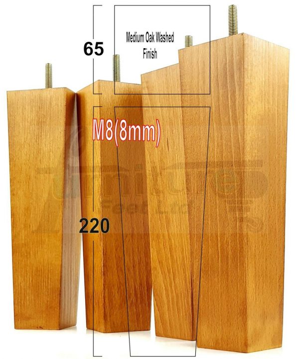 4x REPLACEMENT WOOD FURNITURE SOFA LEGS M8(8mm) CHAIR - SETTEE FEET 220mm HIGH - Image 24