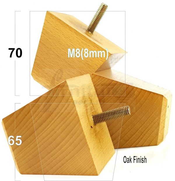 4x SOLID BLOCK WOODEN LEGS 65mm High CHAIR REPLACEMENT FURNITURE FEET M8(8mm) - Image 20