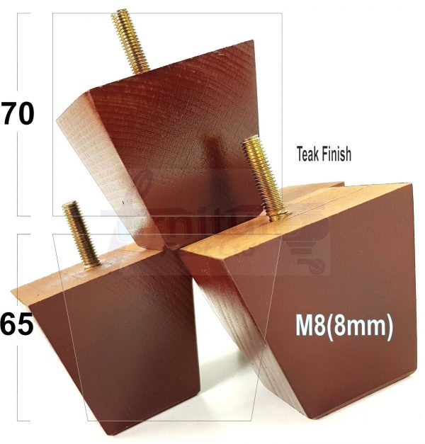 4x SOLID BLOCK WOODEN LEGS 65mm High CHAIR REPLACEMENT FURNITURE FEET M8(8mm) - Image 21