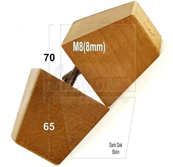 4x SOLID BLOCK WOODEN LEGS 65mm High CHAIR REPLACEMENT FURNITURE FEET M8(8mm) - Image 14