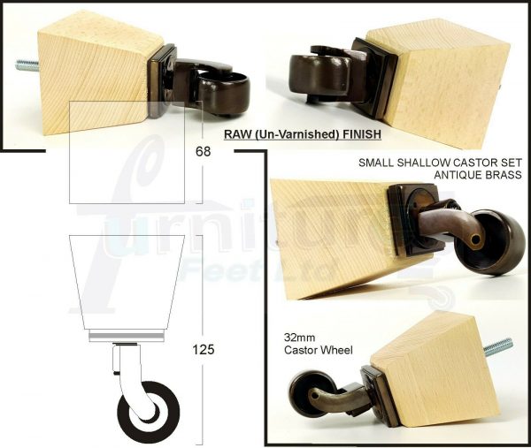 4x SOLID WOOD ANTIQUE CASTOR FURNITURE SETTEE LEGS M8(8mm) SOFA FEET 125mm HIGH - Image 11