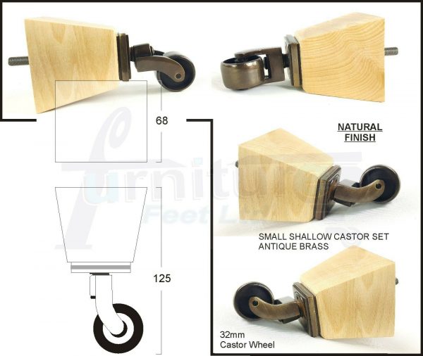 4x SOLID WOOD ANTIQUE CASTOR FURNITURE SETTEE LEGS M8(8mm) SOFA FEET 125mm HIGH - Image 9