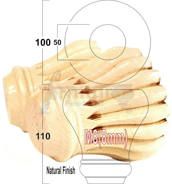 4x SOLID WOODEN FURNITURE LEGS M8(8mm) CHAIR REPLACEMENT BUN FEET 110mm HIGH - Image 27