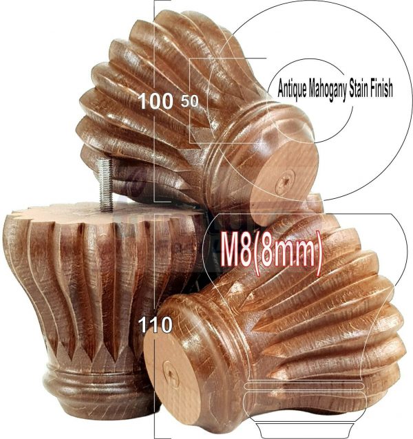 4x SOLID WOODEN FURNITURE LEGS M8(8mm) CHAIR REPLACEMENT BUN FEET 110mm HIGH - Image 38