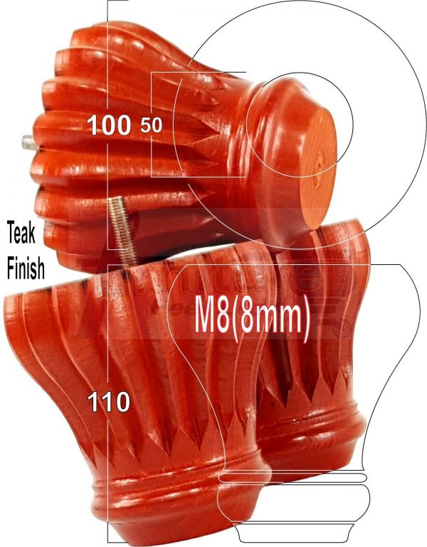 4x SOLID WOODEN FURNITURE LEGS M8(8mm) CHAIR REPLACEMENT BUN FEET 110mm HIGH - Image 34