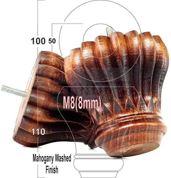 4x SOLID WOODEN FURNITURE LEGS M8(8mm) CHAIR REPLACEMENT BUN FEET 110mm HIGH - Image 25