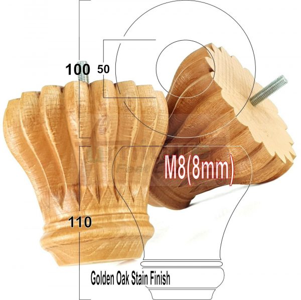 4x SOLID WOODEN FURNITURE LEGS M8(8mm) CHAIR REPLACEMENT BUN FEET 110mm HIGH - Image 22