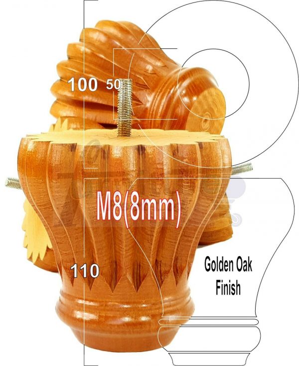 4x SOLID WOODEN FURNITURE LEGS M8(8mm) CHAIR REPLACEMENT BUN FEET 110mm HIGH - Image 21
