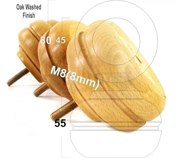 4x TURNED BUN SOFA LEG 55mm High CHAIR REPLACEMENT SETTEE FURNITURE FEET M8(8mm) - Image 28