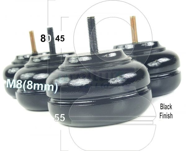 4x TURNED BUN SOFA LEG 55mm High CHAIR REPLACEMENT SETTEE FURNITURE FEET M8(8mm) - Image 13