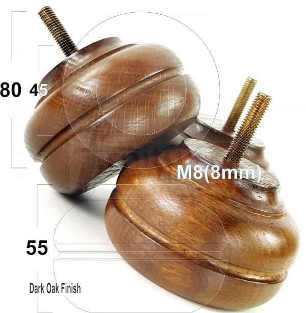 4x TURNED BUN SOFA LEG 55mm High CHAIR REPLACEMENT SETTEE FURNITURE FEET M8(8mm) - Image 15