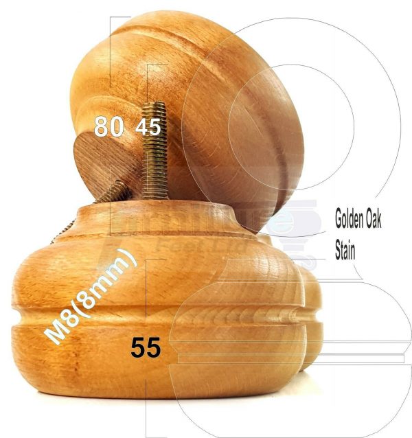 4x TURNED BUN SOFA LEG 55mm High CHAIR REPLACEMENT SETTEE FURNITURE FEET M8(8mm) - Image 20