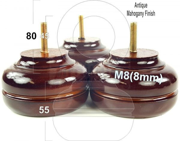 4x TURNED BUN SOFA LEG 55mm High CHAIR REPLACEMENT SETTEE FURNITURE FEET M8(8mm) - Image 23