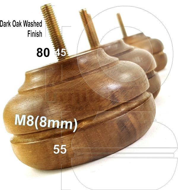 4x TURNED BUN SOFA LEG 55mm High CHAIR REPLACEMENT SETTEE FURNITURE FEET M8(8mm) - Image 16