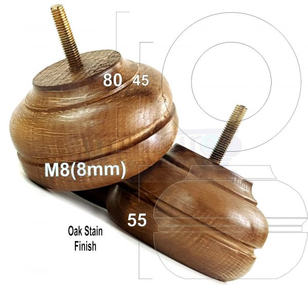 4x TURNED BUN SOFA LEG 55mm High CHAIR REPLACEMENT SETTEE FURNITURE FEET M8(8mm) - Image 17
