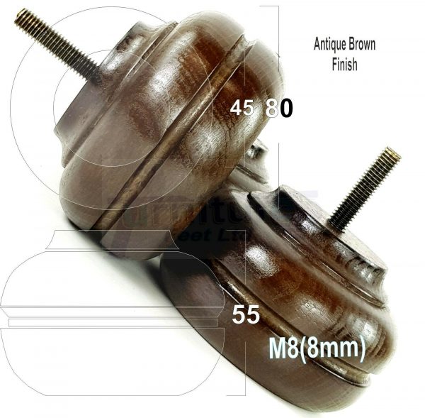 4x TURNED BUN SOFA LEG 55mm High CHAIR REPLACEMENT SETTEE FURNITURE FEET M8(8mm) - Image 11