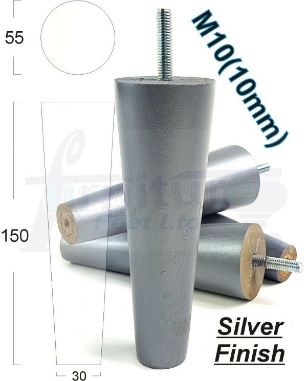 4x WOOD REPLACEMENT FURNITURE CHAIR LEG M10(10mm) TAPERED SETTEE FEET 150mm HIGH - Image 29