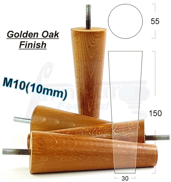 4x WOOD REPLACEMENT FURNITURE CHAIR LEG M10(10mm) TAPERED SETTEE FEET 150mm HIGH - Image 20